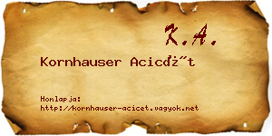 Kornhauser Acicét névjegykártya